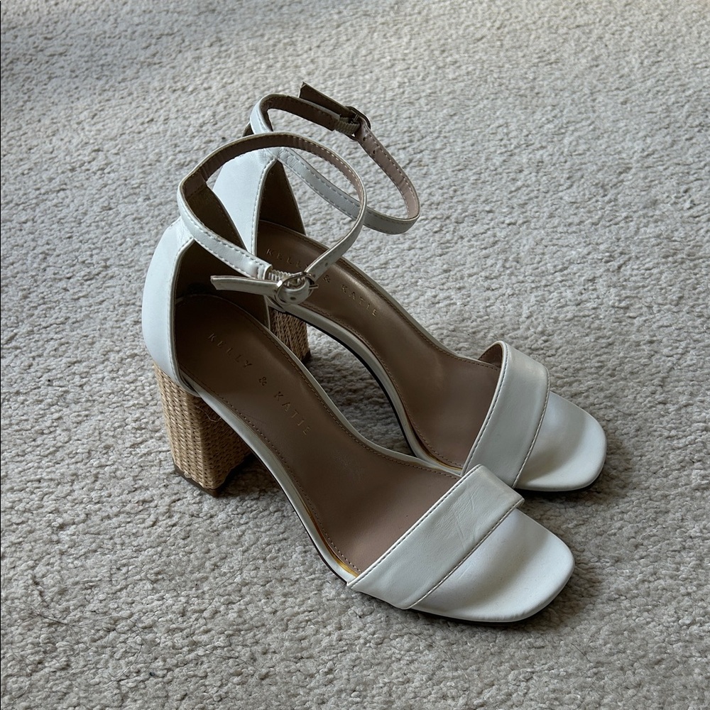 Kelly & Katie White Block Heel Sandals